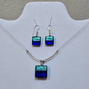 Murano Glass and Silver Necklace and Earrings